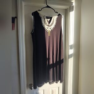 NWT Max Studio Black Sleeveless Crochet Embelished Tunic Dress Sz 1X Soft Comfy